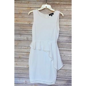 HERE AND VOW WHITE RUFFLED BODYCON DRESS